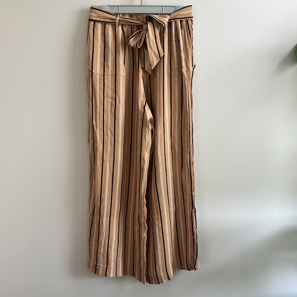 ARITZIA Wilfred faun crop striped pant tan black white